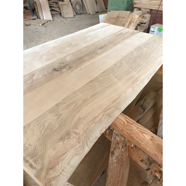Selbstbau-Set, DIY, Eiche, Massivholz Tischplatte, gehobelt, Baumkanten 120x60x4,5cm 